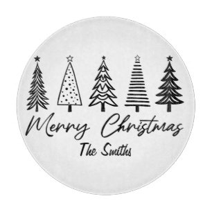 Tabla De Cortar Círculo de Personalizable del árbol de navidad de 