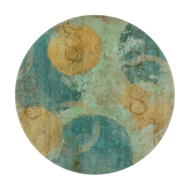 Tabla De Cortar Círculos azules y amarillos (Anverso)