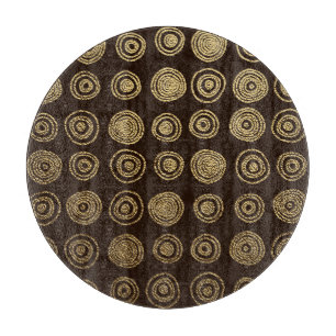 Tabla De Cortar Círculos dorados: patrón dibujado a mano