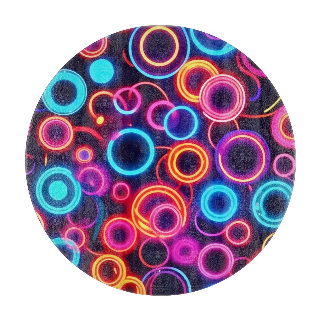 Tabla De Cortar Círculos neones: un festival visual vibrante (Anverso)