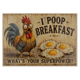 Tabla De Cortar Cita Divertida de Desayuno con Gallo para Cocina d
