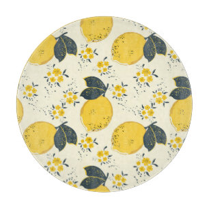 Tabla De Cortar Cítricos coloridos, patrón de flor de limón.