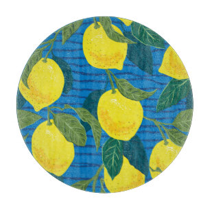 Tabla De Cortar Citrus Lemon: Vintage sin costura.
