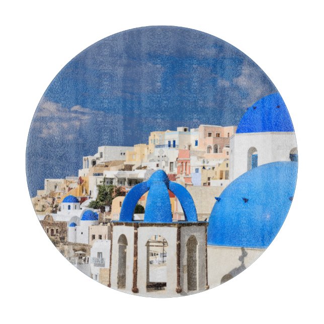 Tabla De Cortar Cityscape de Santorini, Grecia (Anverso)