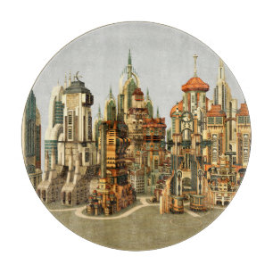 Tabla De Cortar Ciudad de fantasía futurista Arte de horizonte de