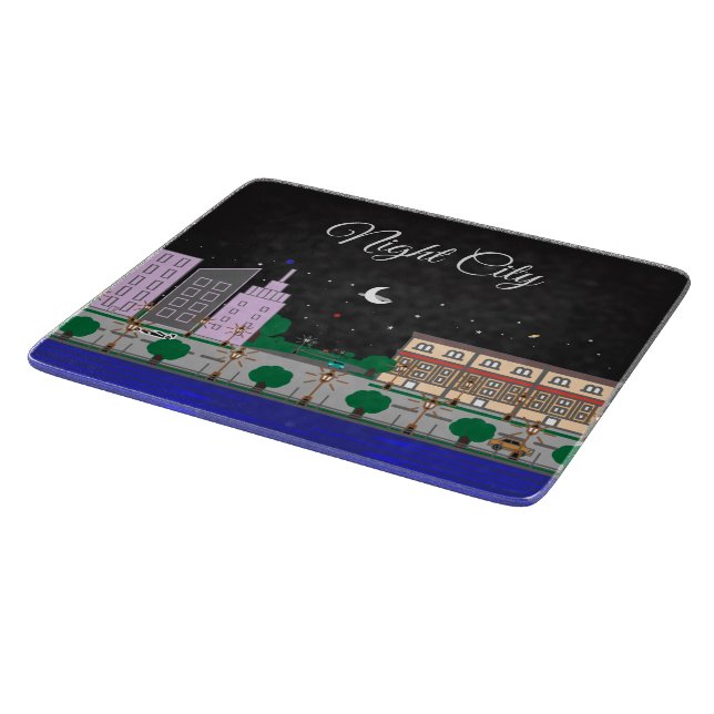 Tabla De Cortar Ciudad nocturna (Borde)