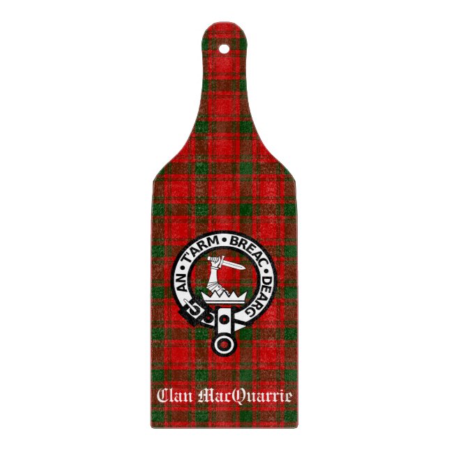 Tabla De Cortar Clan MacQuarrie Tartan y Escudo (Anverso)