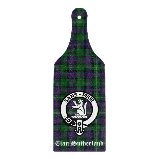 Tabla De Cortar Clan Sutherland Escudo y Tartán (Anverso)