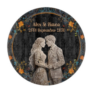 Tabla De Cortar Clásico Real Bride y Groom