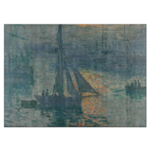 Tabla De Cortar Claude Monet Amanecer Marino Barco de Vela Impresi