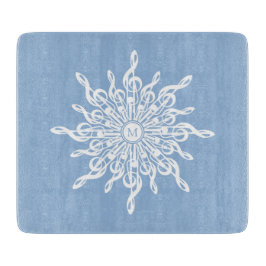 Tabla De Cortar Clave de Sol Monograma Ornamental Azul de Invierno