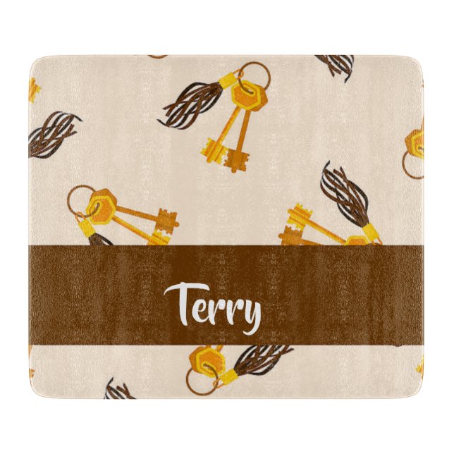 Tabla De Cortar Claves de casa de oro en rosa (Anverso)