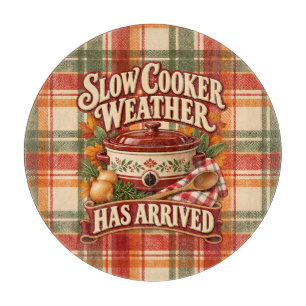 Tabla De Cortar Clima de Olla de Cocción Lenta Plaid Otoño Vintage
