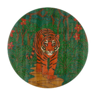 Tabla De Cortar Cloisonne Art Tiger on the Jungle Path