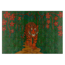Tabla De Cortar Cloisonne Art Tiger on the Jungle Path