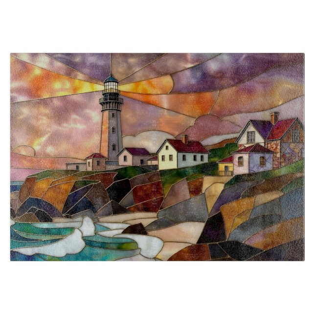 Tabla De Cortar Coastal Lighthouse Cutting Board Beach Decor (Anverso)