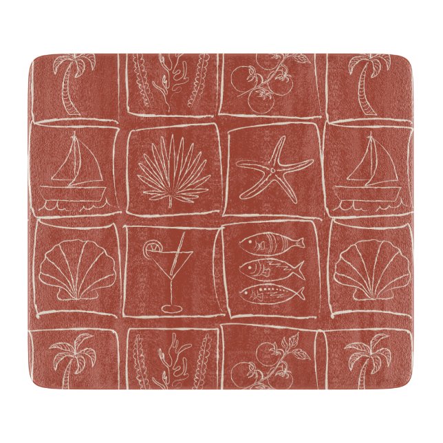 Tabla De Cortar Coastal Mediterranean Faux Tile Tuscan Terracotta (Anverso)
