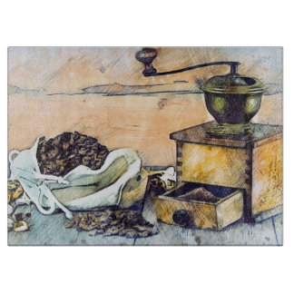 Tabla De Cortar Cocina Café Grinder Cocina Arte de Comida 
