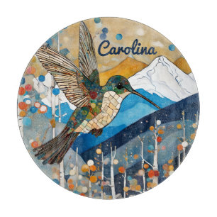 Tabla De Cortar Cocina de Colibrí Colorida