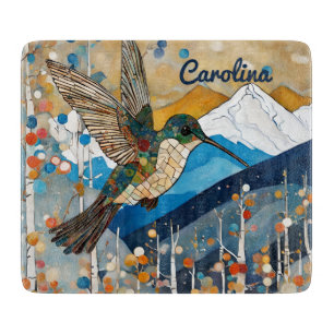 Tabla De Cortar Cocina de Colibrí Colorido