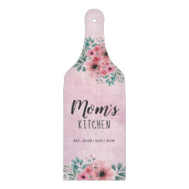 Tabla De Cortar Cocina de Mamá Floral Rosa Acuarela Vidrio