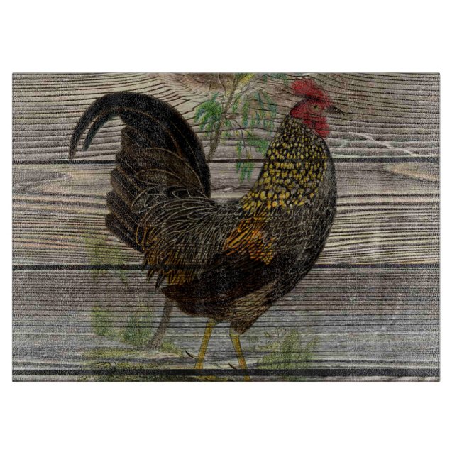 Tabla De Cortar Cocina del Gallo Campestre Rústico (Anverso)