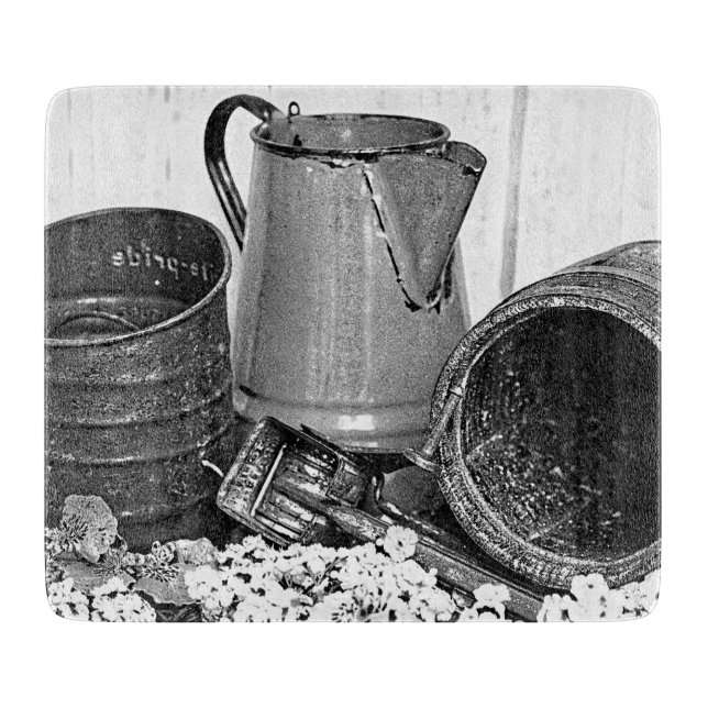 Tabla De Cortar Cocina del país en blanco y negro (Anverso)