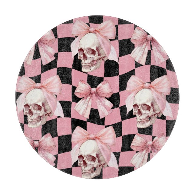 Tabla De Cortar Cocina Esqueleto Rosa Genial Halloween  (Anverso)