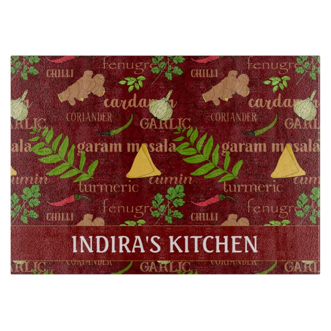Tabla De Cortar Cocina india con estampado asiático (Anverso)