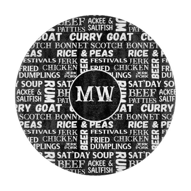 Tabla De Cortar Cocina jamaiquina Cocina caribeña Monograma (Anverso)