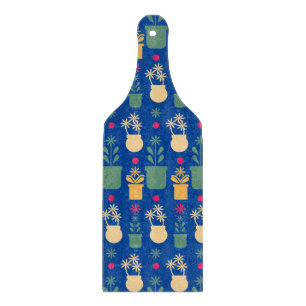 Tabla De Cortar Cocina Plantas Florales Azul