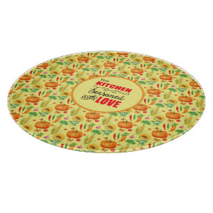 Tabla De Cortar Cocina Sazonada Con Amor Patrón De Verduras