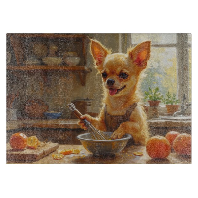Tabla De Cortar Cocinando Chihuahua en la Cocina (Anverso)