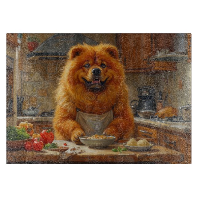 Tabla De Cortar Cocinando Chow Chow en la Cocina (Anverso)