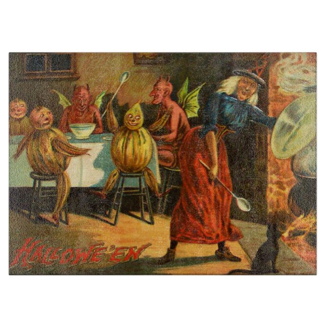 Tabla De Cortar Cocinar a la bruja de Halloween (Anverso)