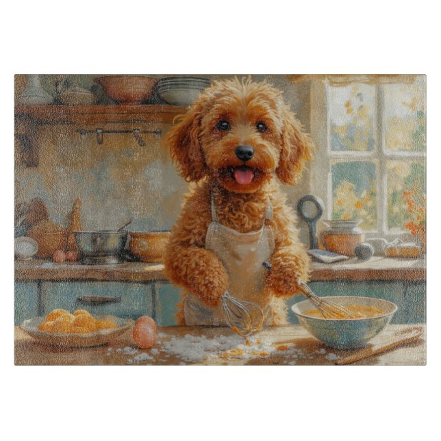 Tabla De Cortar Cockapoo Cocinando en la Cocina (Anverso)