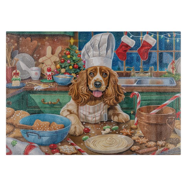 Tabla De Cortar Cocker inglés Spaniel Holiday Baking: Navidades (Anverso)