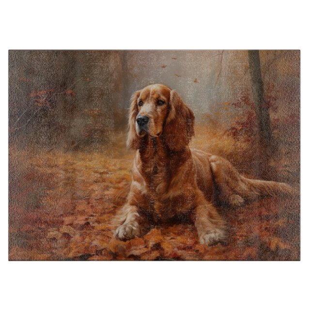 Tabla De Cortar Cocker Spaniel en otoño inspira caída de hojas (Anverso)
