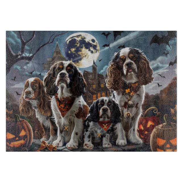 Tabla De Cortar Cocker Spaniel Halloween Espeluznante (Anverso)