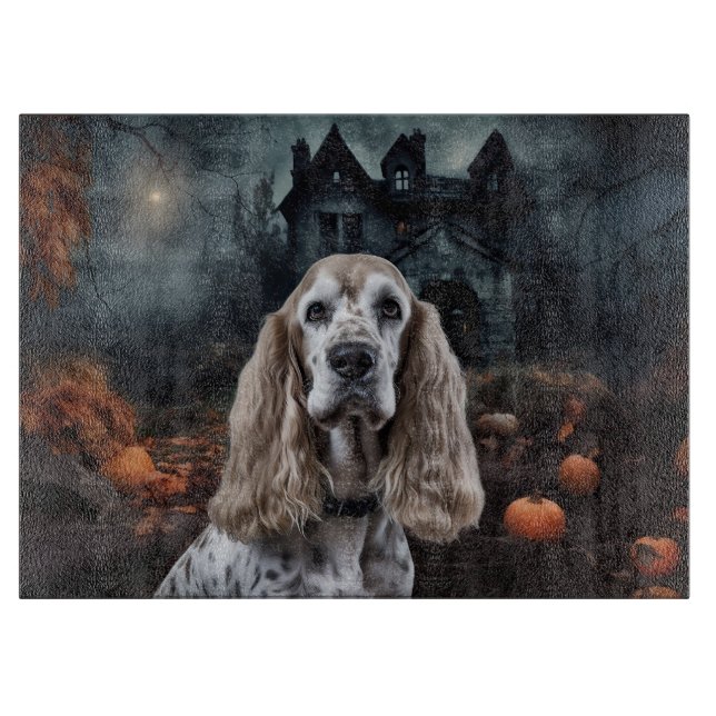 Tabla De Cortar Cocker Spaniel Halloween Scary (Anverso)
