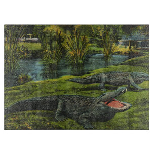 Tabla De Cortar Cocodrilos, Animales Reptiles Vida Marina Vintage