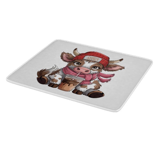 Tabla De Cortar Coffee Addict Cow (Borde)