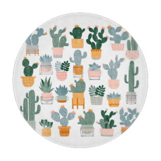 Tabla De Cortar Colección Cactus en diseño de ollas