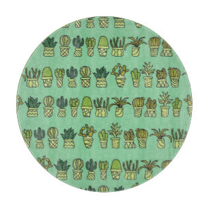 Tabla De Cortar Colección Cactus: Juego de Doodle de mano.