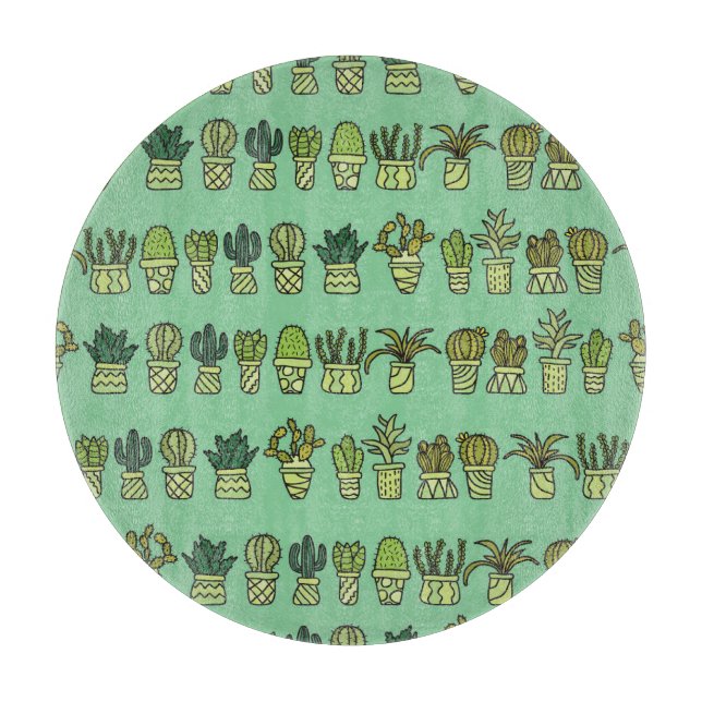 Tabla De Cortar Colección Cactus: Juego de Doodle de mano. (Anverso)