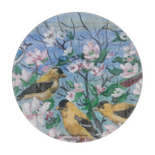 Tabla De Cortar Colección Nueva de Aves Arte Original Pintado a Ma