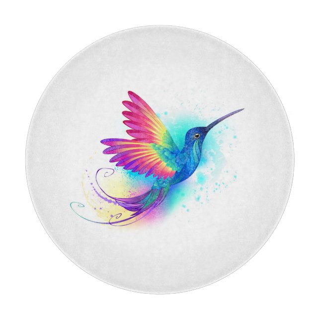 Tabla De Cortar Colibrí Arcoíris Exótico (Anverso)
