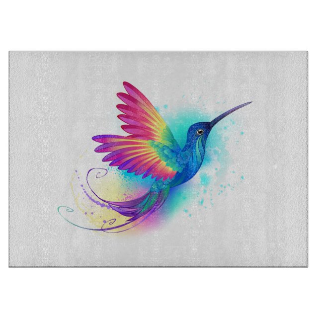 Tabla De Cortar Colibrí Arcoíris Exótico (Anverso)