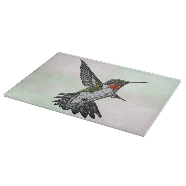 Tabla De Cortar Colibrí de Garganta Rubí (Borde)