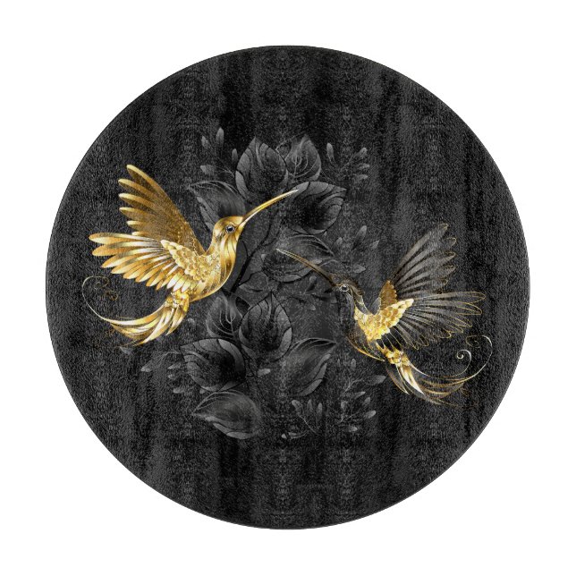 Tabla De Cortar Colibrí negro y dorado (Anverso)
